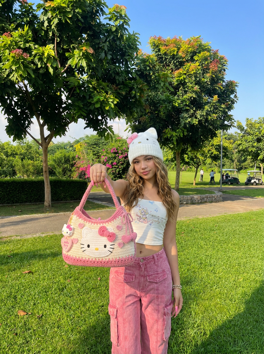 Kitty Crochet hand bag